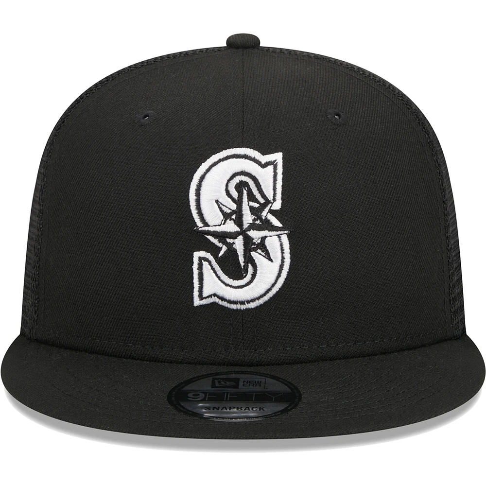 Casquette Snapback 9FIFTY Trucker Seattle Mariners New Era noire pour homme