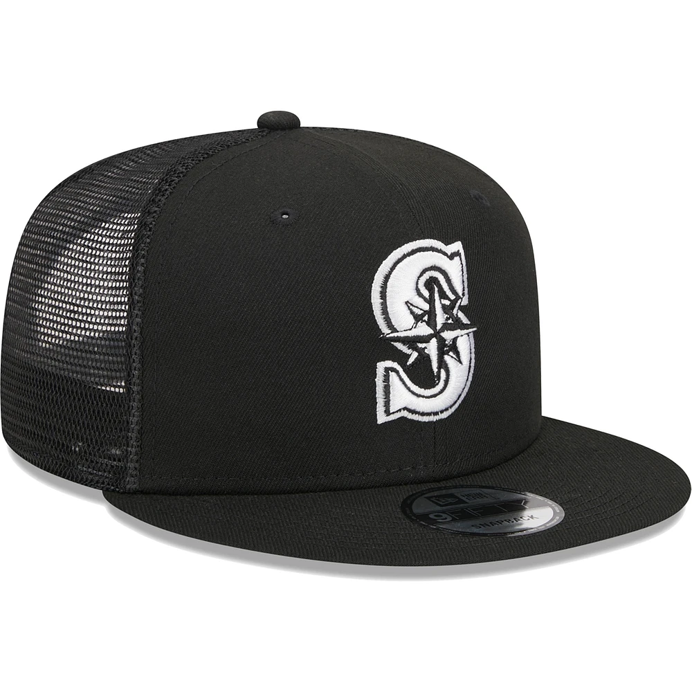 Casquette Snapback 9FIFTY Trucker Seattle Mariners New Era noire pour homme