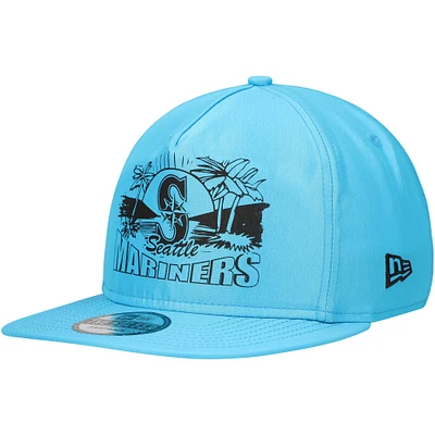 Casquette Snapback de golfeur fluo Seattle Mariners New Era bleue pour hommes