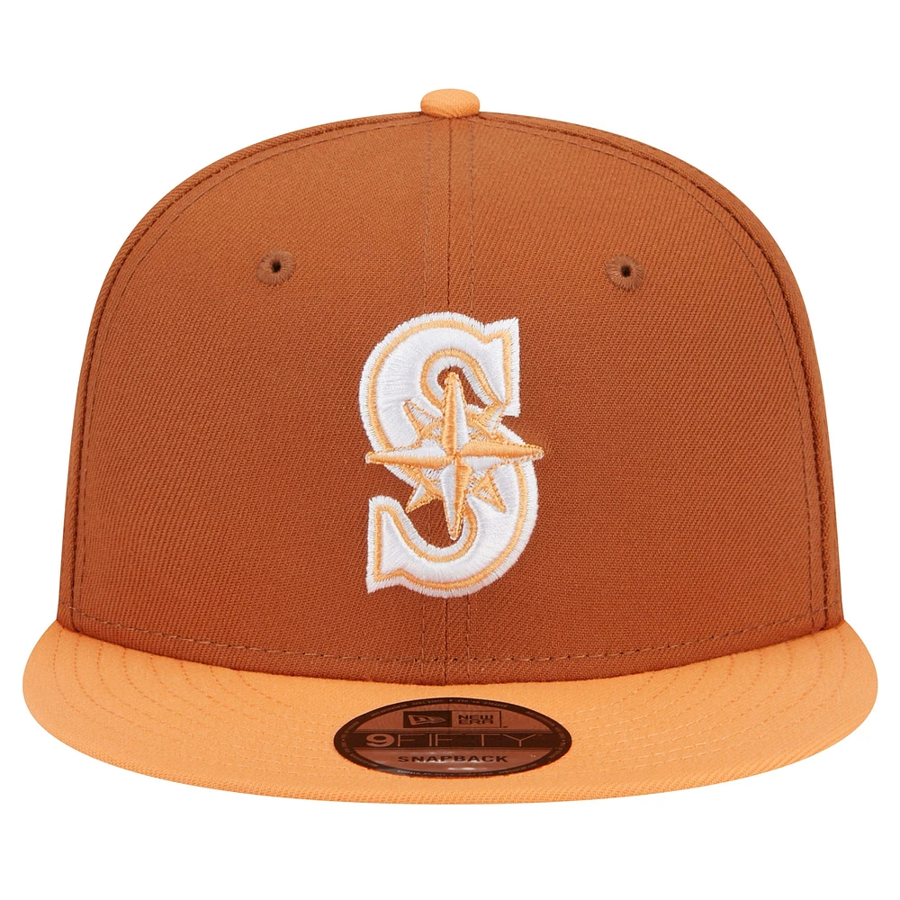 Men's New Era Brown Seattle Mariners Spring Color Two-Tone 9FIFTY Snapback Hat