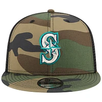 Casquette Snapback New Era Seattle Mariners Woodland Camo Trucker 9FIFTY pour homme