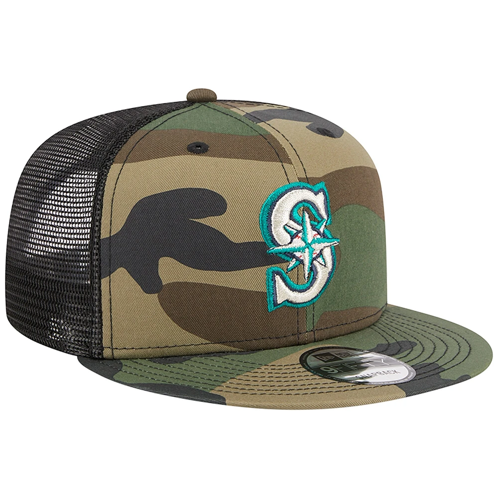 Casquette Snapback New Era Seattle Mariners Woodland Camo Trucker 9FIFTY pour homme