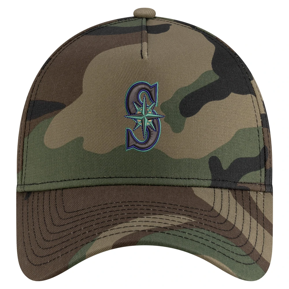 Men's New Era Camo Seattle Mariners Woodland Team Pop 9FORTY A-Frame Adjustable Hat