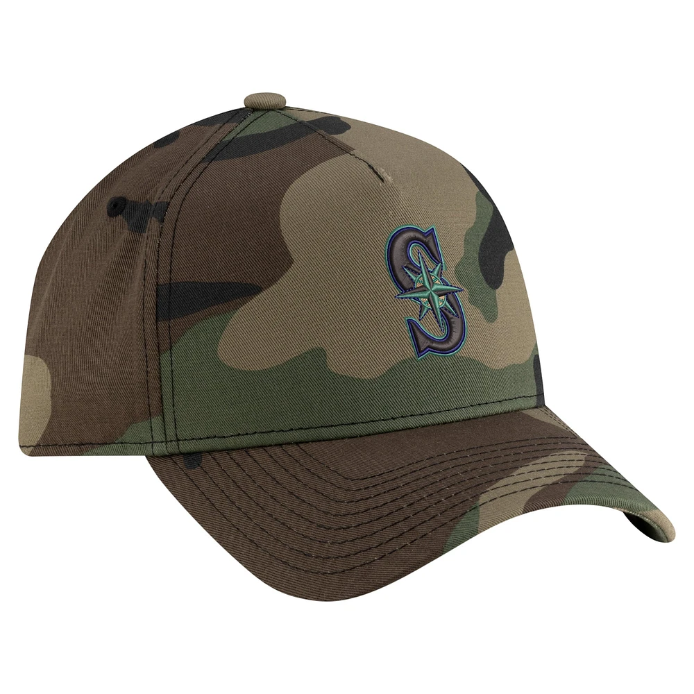 Men's New Era Camo Seattle Mariners Woodland Team Pop 9FORTY A-Frame Adjustable Hat