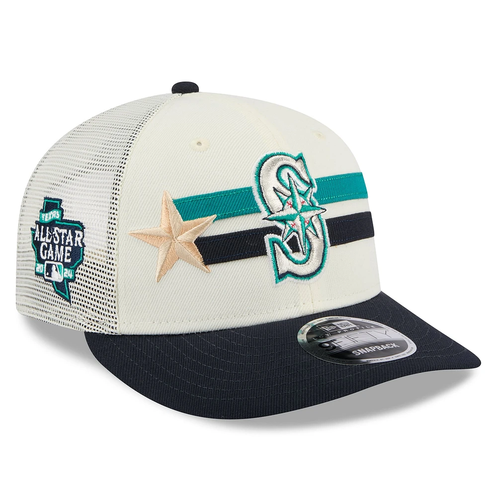 Casquette Snapback 9FIFTY Snapback Meshback Low Profile 9FIFTY New Era pour hommes, crème/bleu marine, Seattle Mariners 2024 MLB All-Star Game