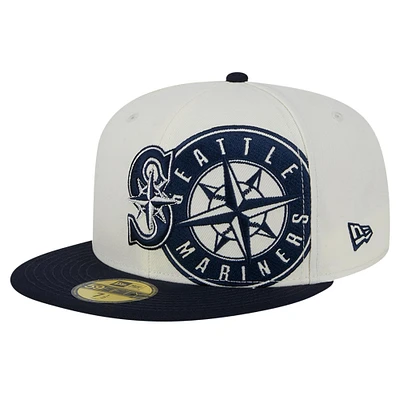 Men's New Era Cream/Navy Seattle Mariners Lonestar 59FIFTY Fitted Hat