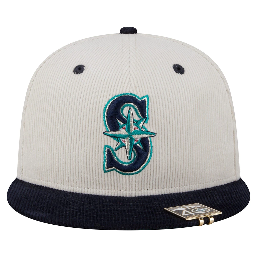 Men's New Era Cream/Navy Seattle Mariners Two-Tone Corduroy 59FIFTY Fitted Hat