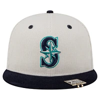 Men's New Era Cream/Navy Seattle Mariners Two-Tone Corduroy 59FIFTY Fitted Hat