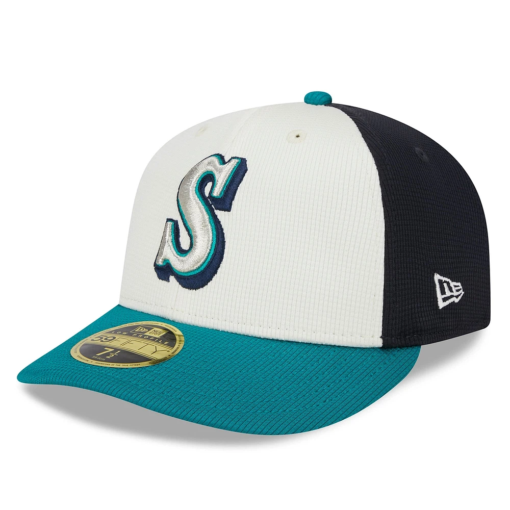 Men's New Era  Cream Seattle Mariners 2025 Batting Practice Low Profile 59FIFTY Fitted Hat