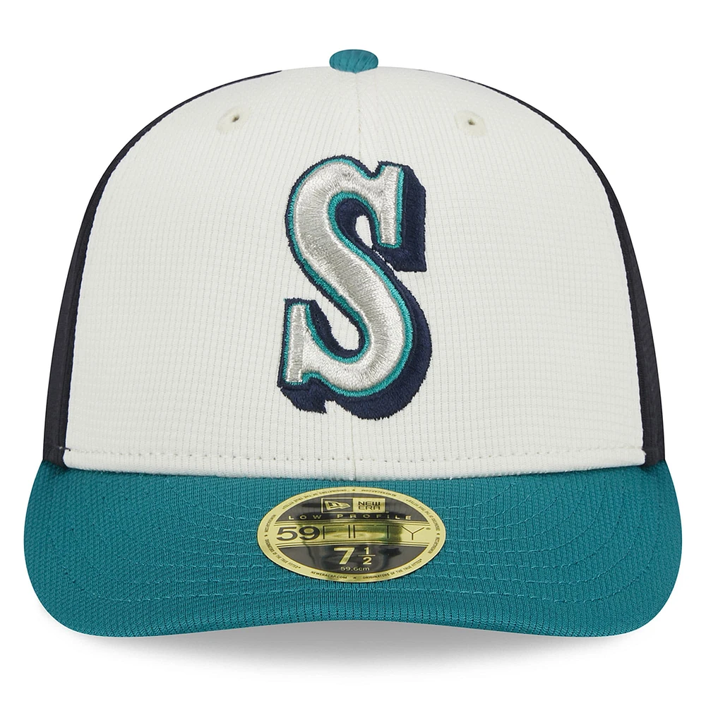 Men's New Era  Cream Seattle Mariners 2025 Batting Practice Low Profile 59FIFTY Fitted Hat