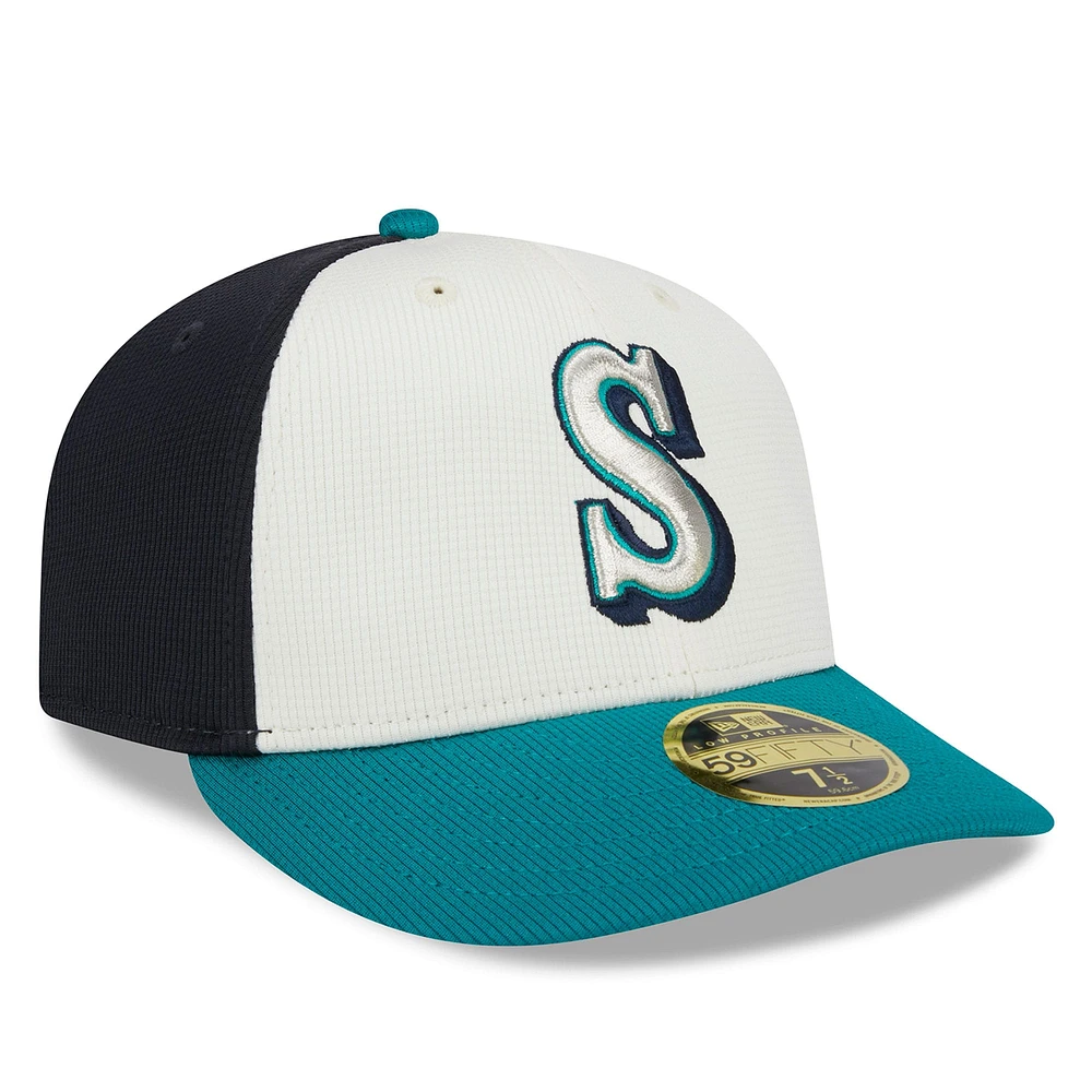 Men's New Era  Cream Seattle Mariners 2025 Batting Practice Low Profile 59FIFTY Fitted Hat