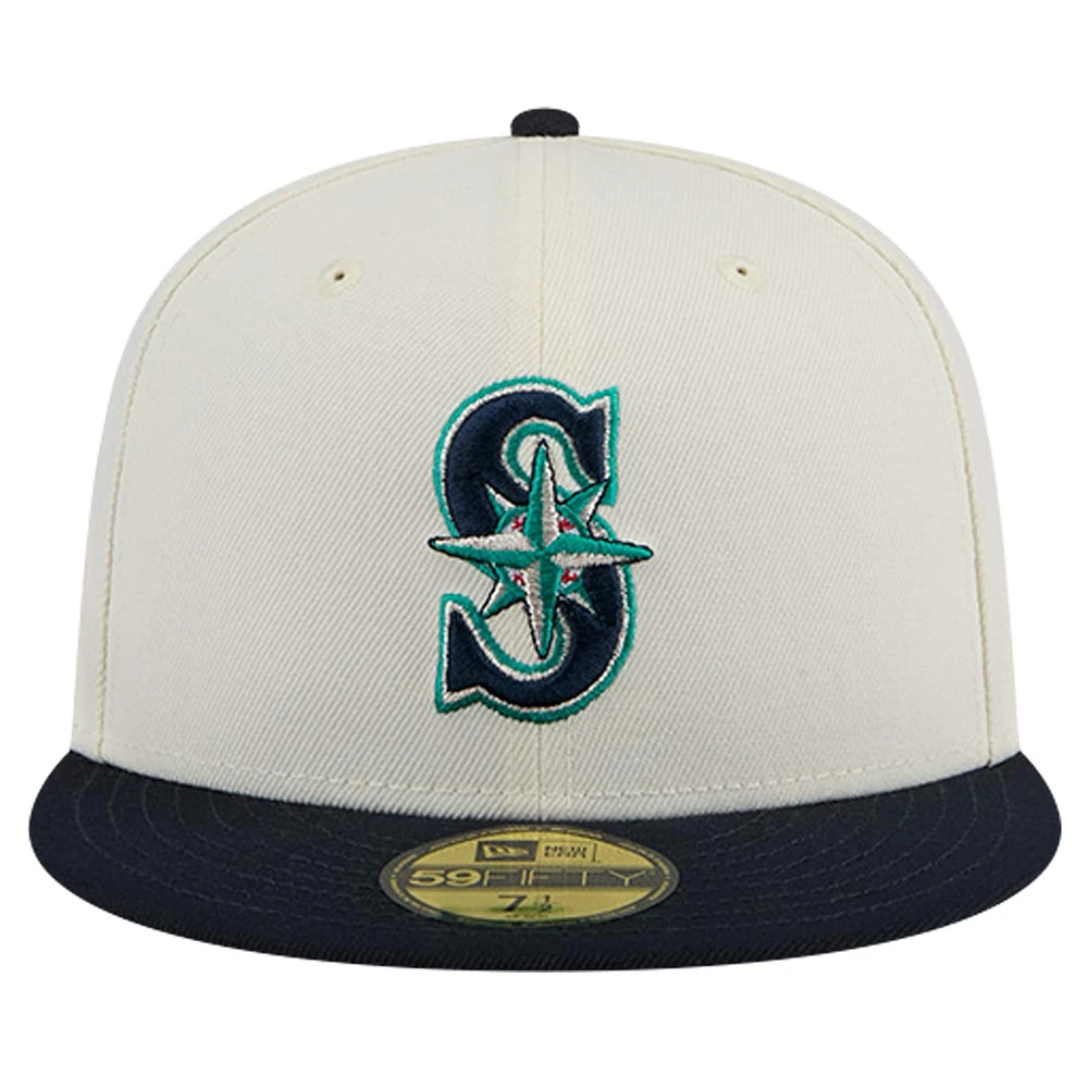 Men's New Era Cream Seattle Mariners Chrome 59FIFTY Fitted Hat
