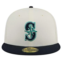 Men's New Era Cream Seattle Mariners Chrome 59FIFTY Fitted Hat