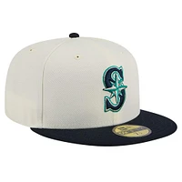 Men's New Era Cream Seattle Mariners Chrome 59FIFTY Fitted Hat