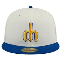 Men's New Era Cream Seattle Mariners Cooperstown Collection Chrome 59FIFTY Fitted Hat
