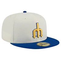 Men's New Era Cream Seattle Mariners Cooperstown Collection Chrome 59FIFTY Fitted Hat