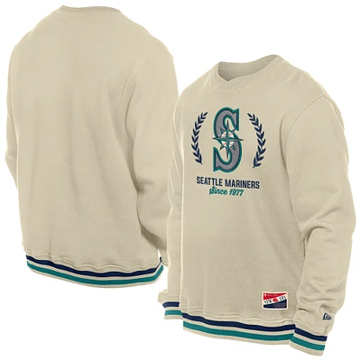 Men's New Era Cream Seattle Mariners Throwback Pullover Sweatshirt