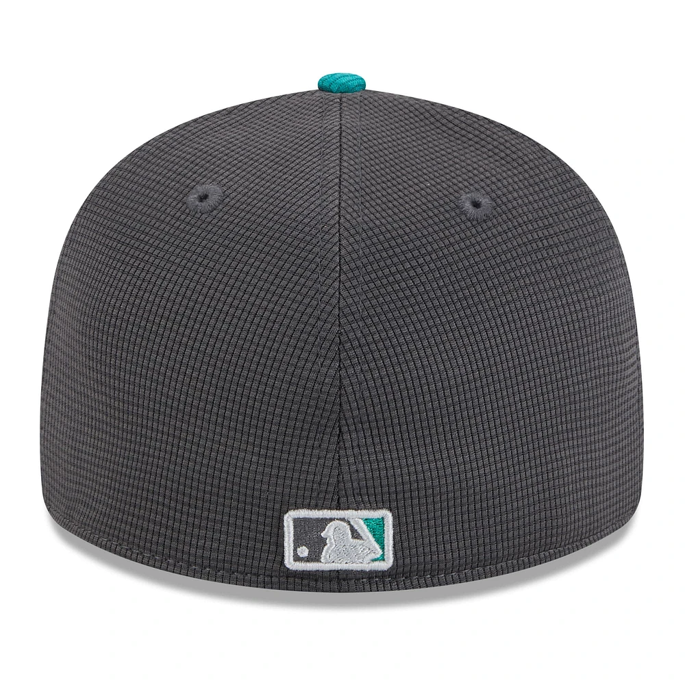 Men's New Era  Gray/Aqua Seattle Mariners 2025 Batting Practice Low Profile 59FIFTY Fitted Hat