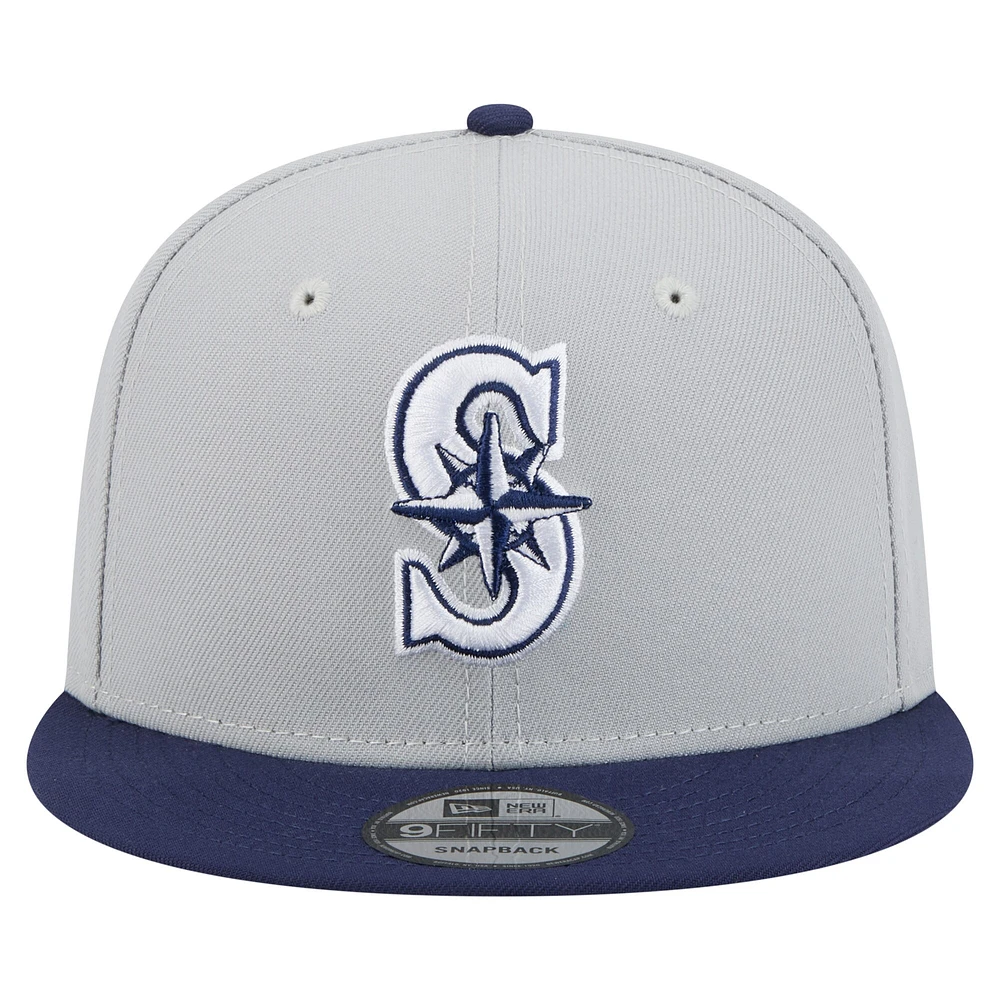 Men's New Era Gray/Navy Seattle Mariners 2-Tone Color Pack 9FIFTY Snapback Hat