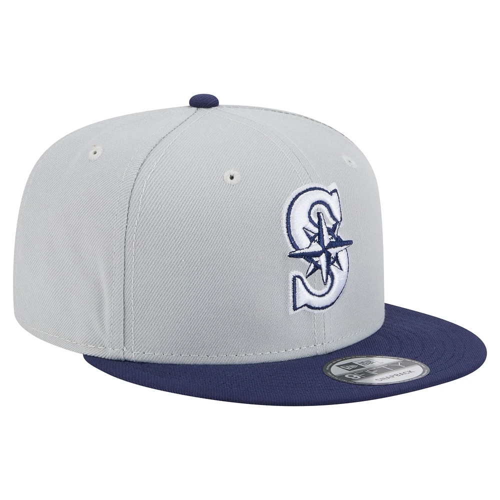 Men's New Era Gray/Navy Seattle Mariners 2-Tone Color Pack 9FIFTY Snapback Hat