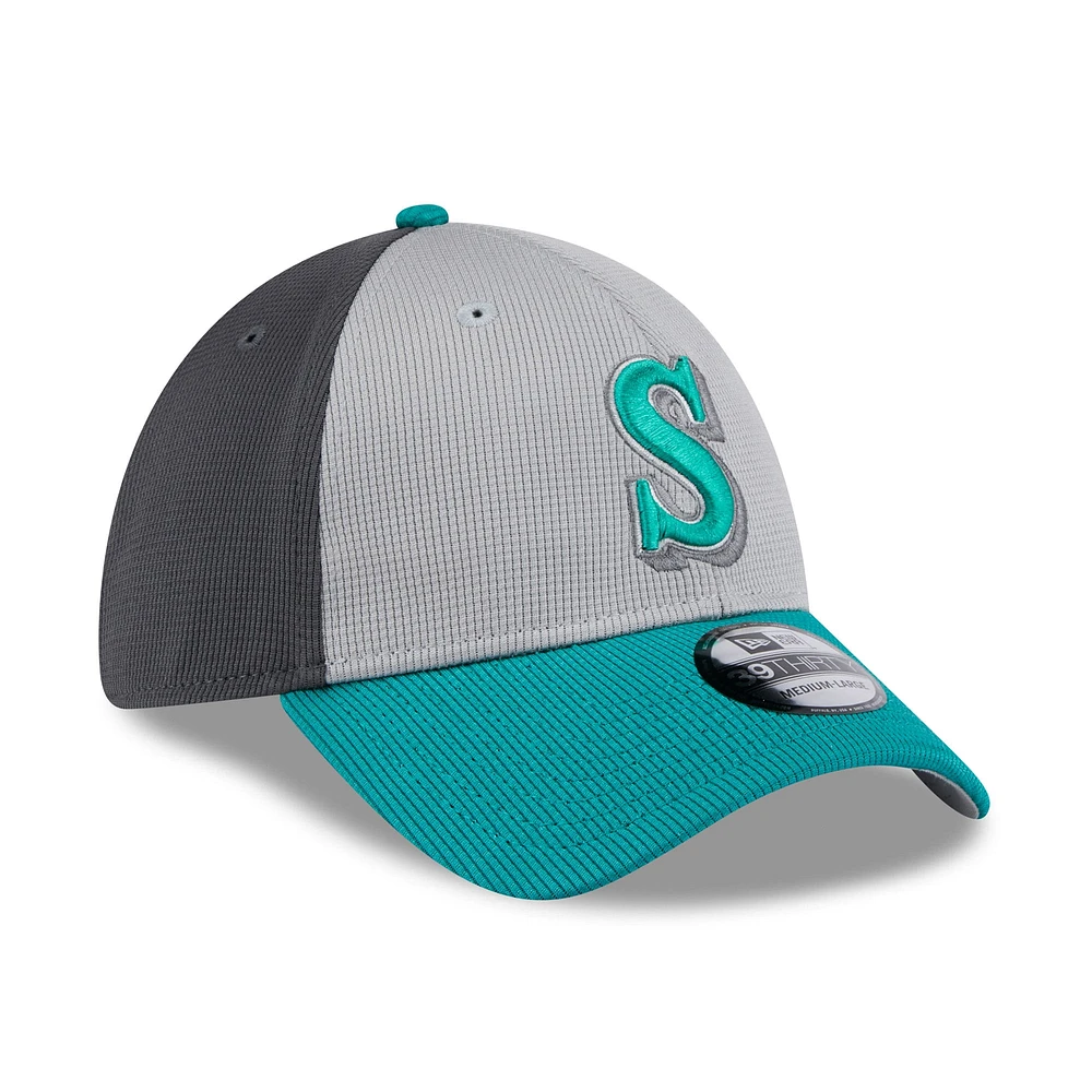 Men's New Era  Gray/Teal Seattle Mariners 2025 Batting Practice 39THIRTY Flex Hat