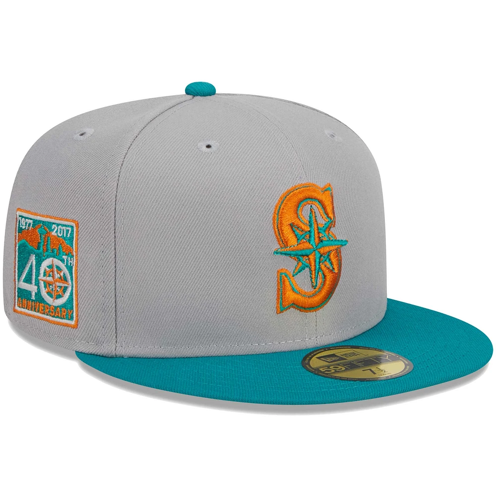 Casquette ajustée 59FIFTY Seattle Mariners New Era pour homme, gris/bleu sarcelle