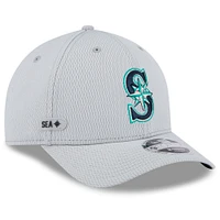 Casquette ajustable MLB Clubhouse 9FORTY M-Crown 2025 des Mariners de Seattle de New Era pour homme, gris