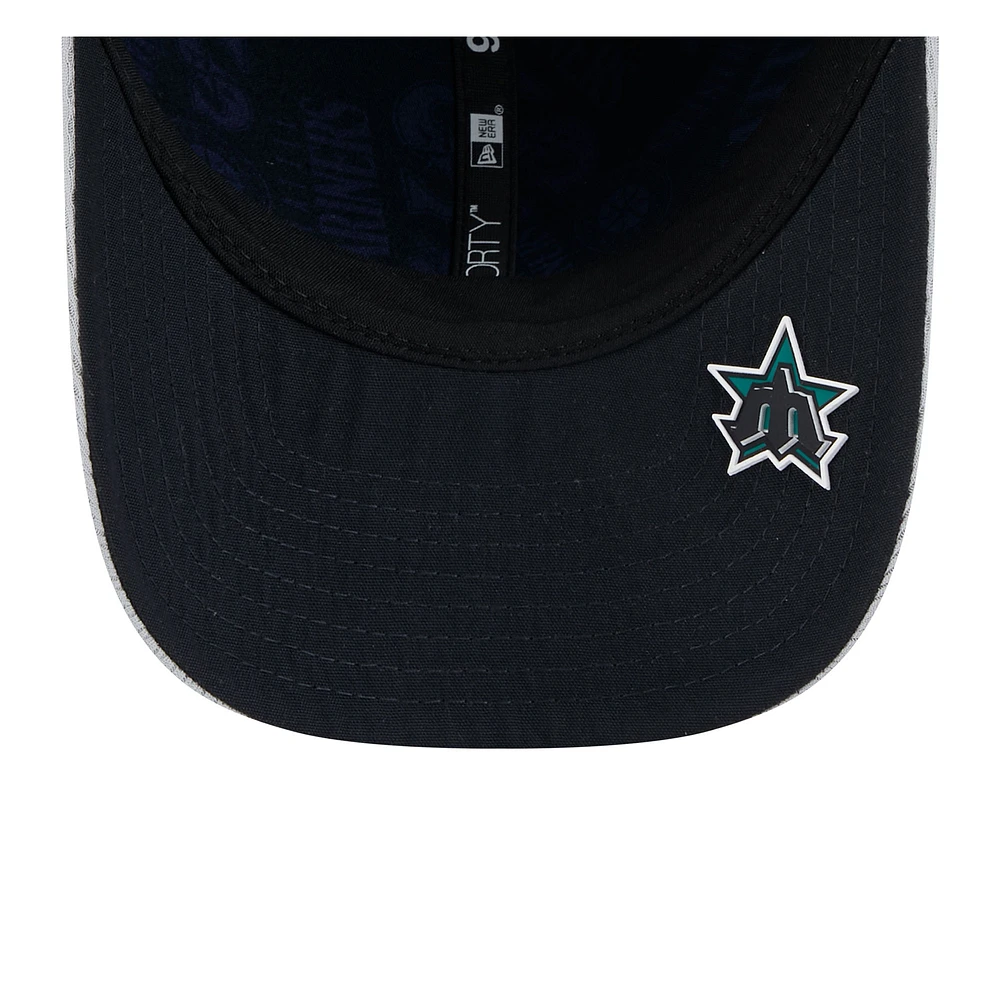 Casquette ajustable MLB Clubhouse 9FORTY M-Crown 2025 des Mariners de Seattle de New Era pour homme, gris