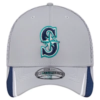 Men's New Era  Gray Seattle Mariners Linear 39THIRTY Flex-Fit Hat