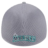 Men's New Era  Gray Seattle Mariners Linear 39THIRTY Flex-Fit Hat