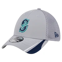 Men's New Era  Gray Seattle Mariners Linear 39THIRTY Flex-Fit Hat