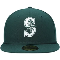 Men's New Era Green Seattle Mariners White Logo 59FIFTY Fitted Hat