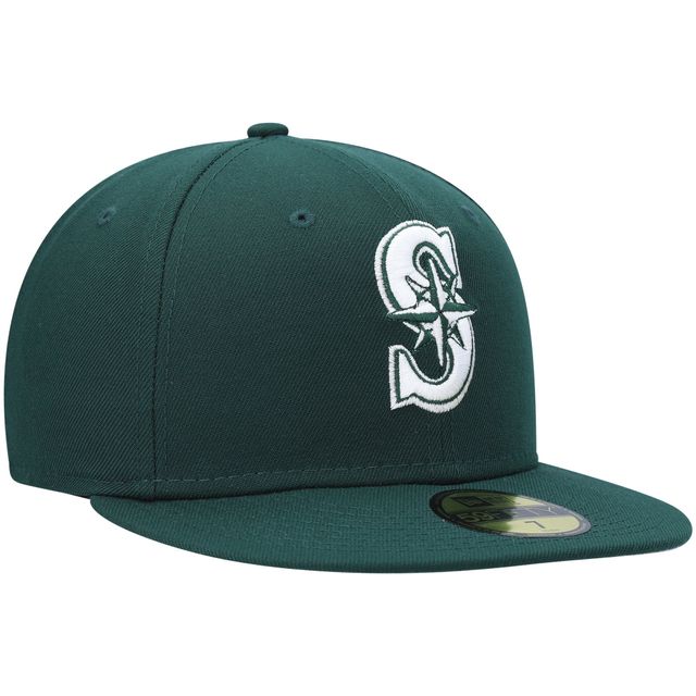 Casquette ajustée 59FIFTY verte avec logo blanc des Mariners de Seattle New Era pour homme