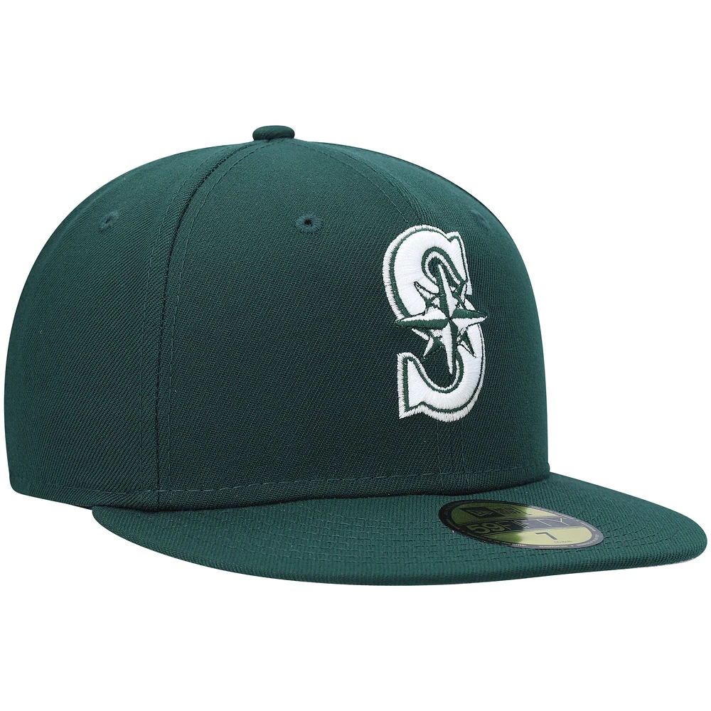Men's New Era Green Seattle Mariners White Logo 59FIFTY Fitted Hat