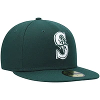Men's New Era Green Seattle Mariners White Logo 59FIFTY Fitted Hat