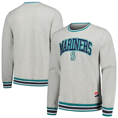 Sweat-shirt classique Throwback des Seattle Mariners New Era gris chiné pour hommes