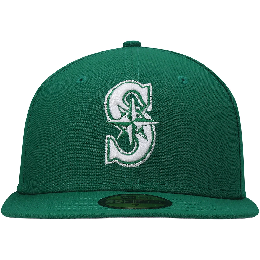 Men's New Era Kelly Green Seattle Mariners White Logo 59FIFTY Fitted Hat