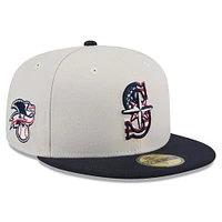 Men's New Era  Khaki/Black Seattle Mariners 2024 Fourth of July 59FIFTY Fitted Hat