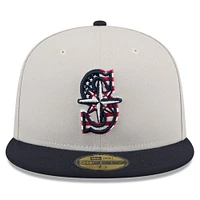 Men's New Era  Khaki/Black Seattle Mariners 2024 Fourth of July 59FIFTY Fitted Hat