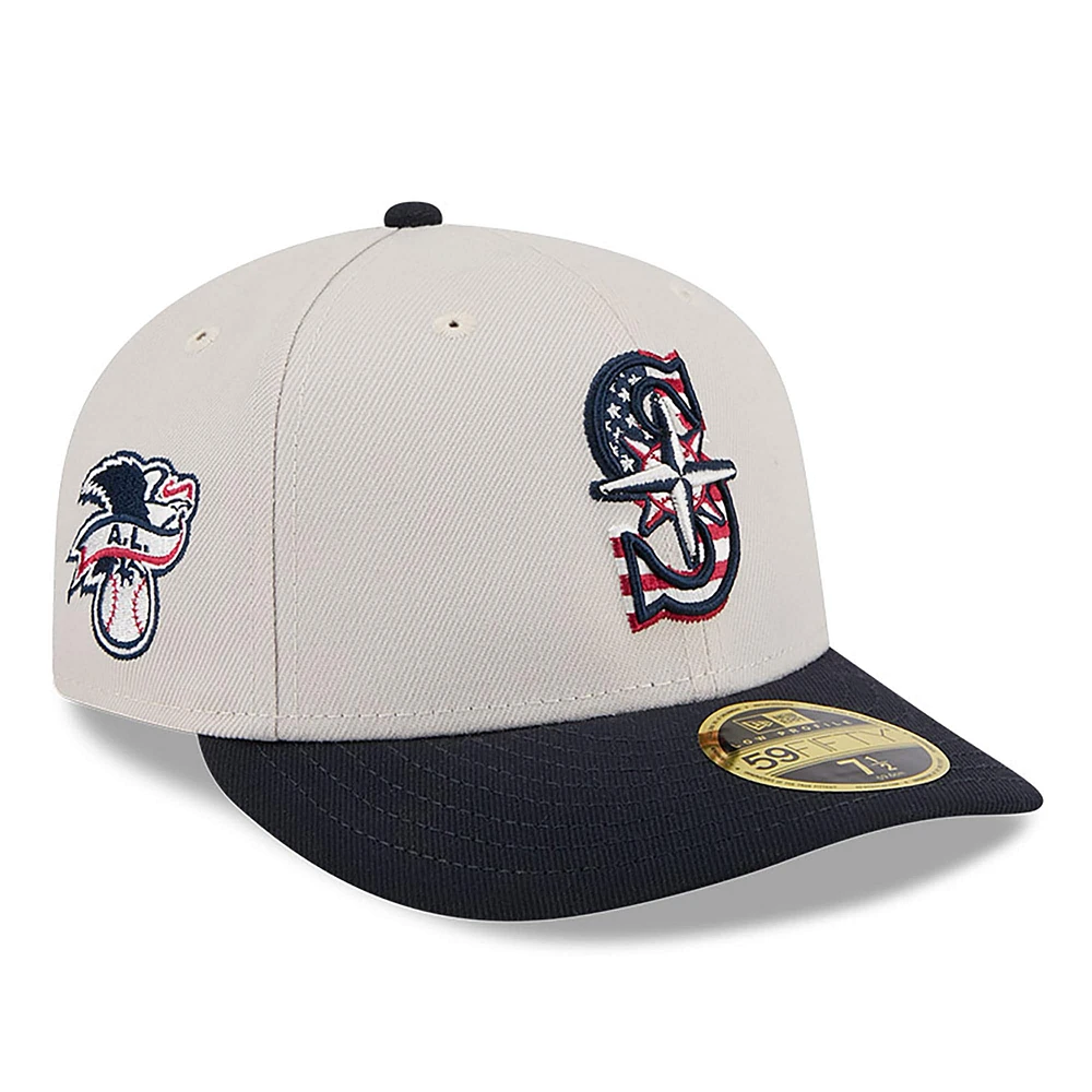 Men's New Era  Khaki/Black Seattle Mariners 2024 Fourth of July Low Profile 59FIFTY Fitted Hat