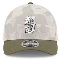 Men's New Era Light Beige/Olive Seattle Mariners 2025 Armed Forces Day 9FORTY M-Crown A-Frame Adjustable Hat