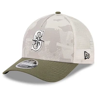 Men's New Era Light Beige/Olive Seattle Mariners 2025 Armed Forces Day 9FORTY M-Crown A-Frame Adjustable Hat