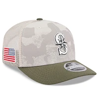 Casquette extensible à boutons-pression 9SEVENTY pour homme, beige clair/olive, des Mariners de Seattle 2025, Journée des forces armées New Era