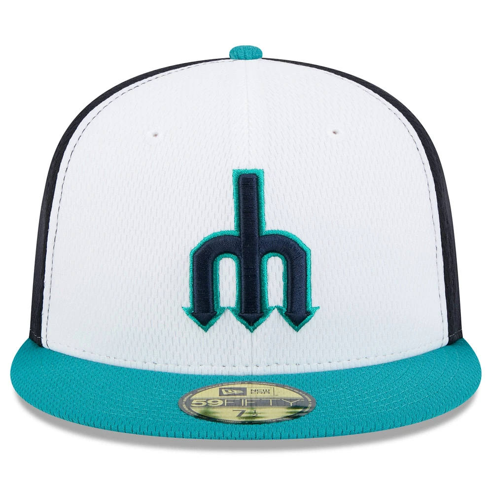 Men's New Era Navy/Aqua Seattle Mariners 2025 MLB Clubhouse 59FIFTY Fitted Hat
