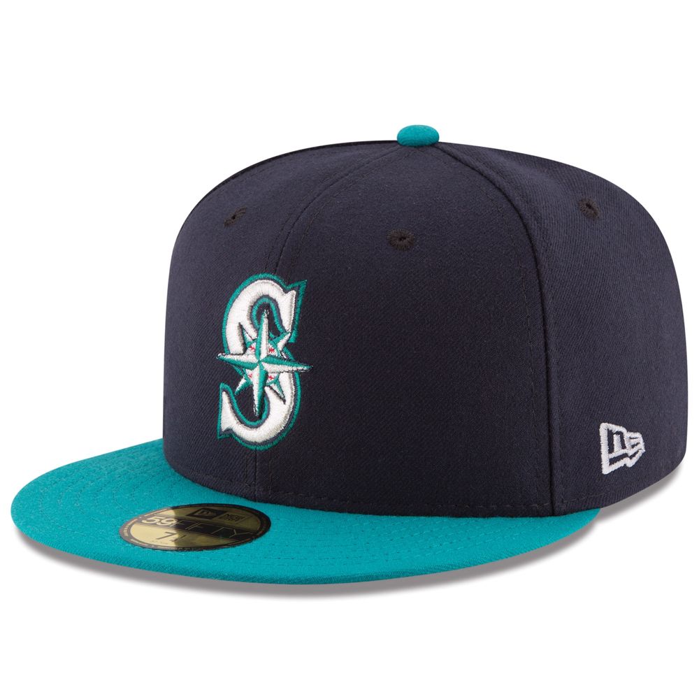 Men's New Era Navy/Aqua Seattle Mariners Alternate Authentic Collection On Field 59FIFTY Fitted Hat