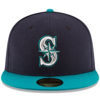 Men's New Era Navy/Aqua Seattle Mariners Alternate Authentic Collection On Field 59FIFTY Fitted Hat