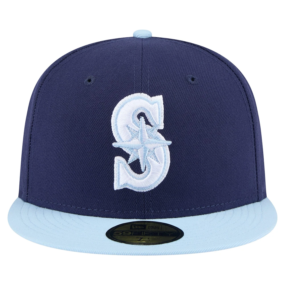 Men's New Era Navy/Light Blue Seattle Mariners Color Pack 2-Tone 59FIFTY Fitted Hat