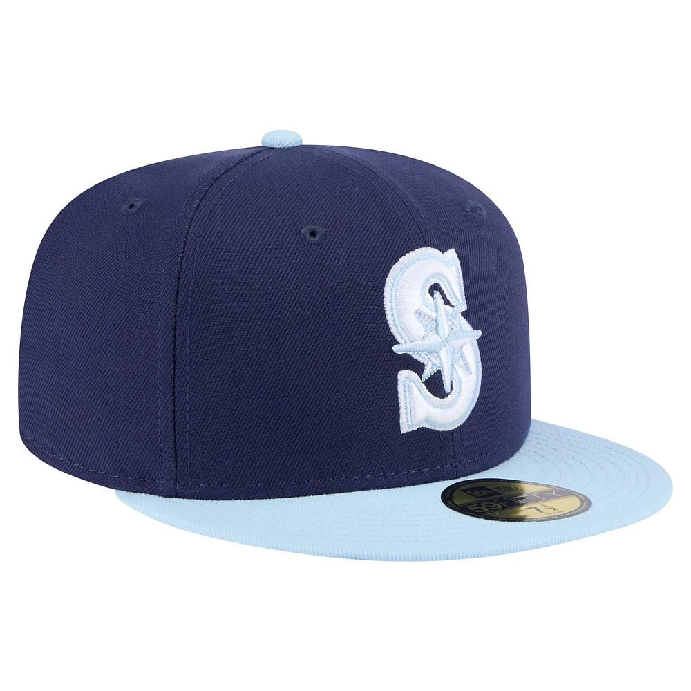 Men's New Era Navy/Light Blue Seattle Mariners Color Pack 2-Tone 59FIFTY Fitted Hat