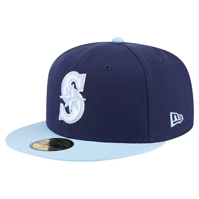 Men's New Era Navy/Light Blue Seattle Mariners Color Pack 2-Tone 59FIFTY Fitted Hat