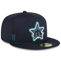 Men's New Era  Navy Seattle Mariners 2024 MLB Clubhouse 59FIFTY Fitted Hat